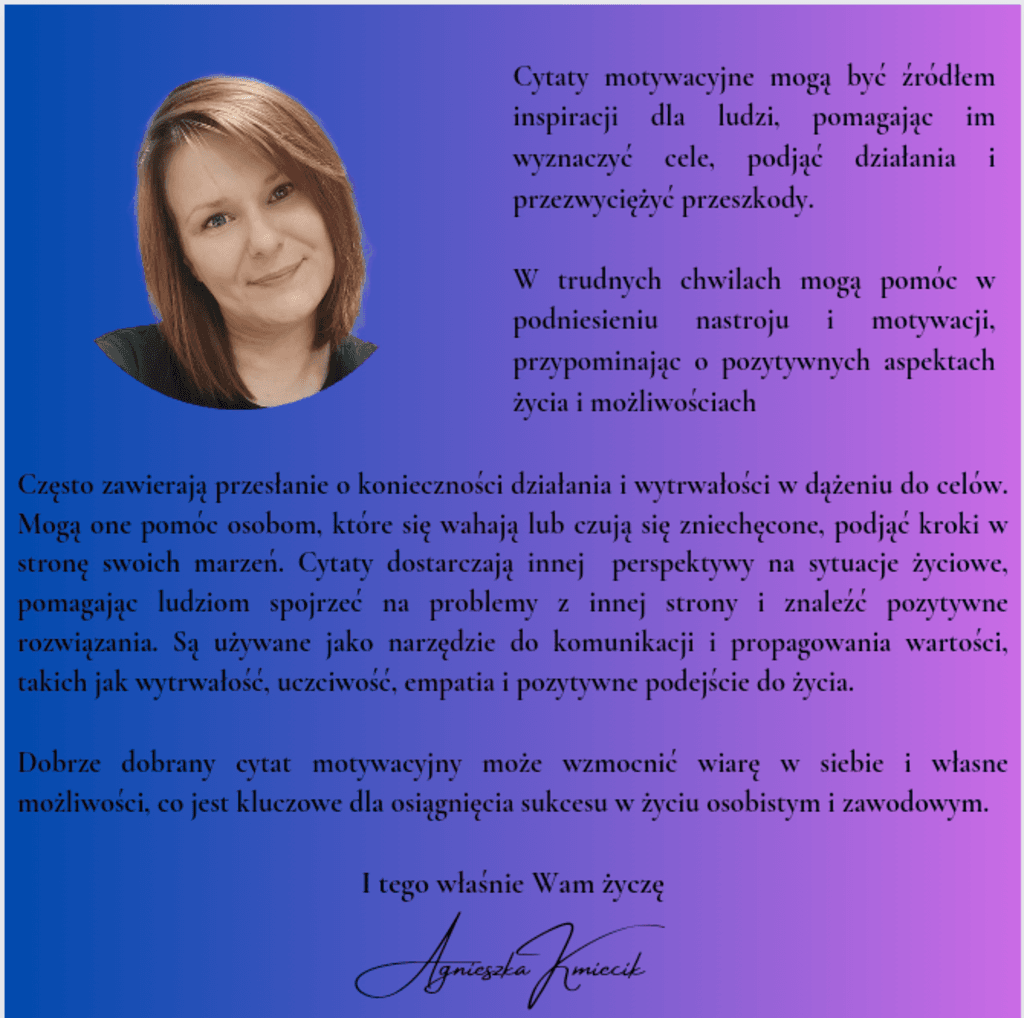 Cytaty motywacyjne na każdy dzień miesiąca – Agnieszka Kmiecik; planer