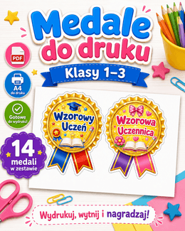 Medale do druku na zakończenie roku szkolnego – klasy 1–3 - @gotowedodruku; gra