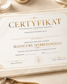 Certyfikat ukończenia szkolenia Manicure Hybrydowy - @gotowedodruku; certyfikat