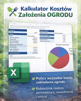 Kalkulator Kosztów Założenia Ogrodu w Excelu – Ogród Bez Zaskoczeń - @gotowedodruku; kalkulator