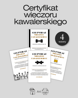 Certyfikat na Wieczór Kawalerski – PDF do druku - @fajnedodruku; ceryfikat